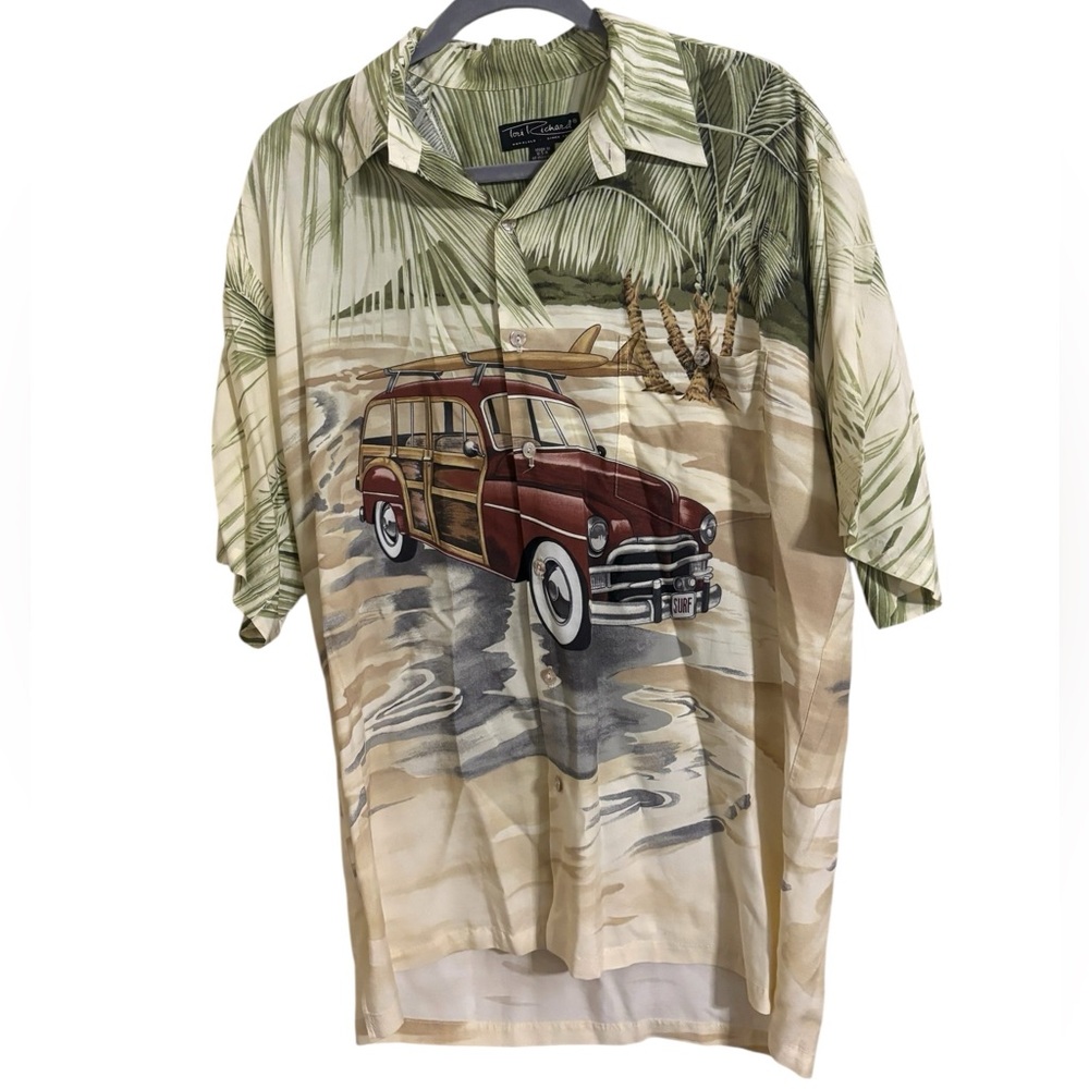 Tori Richard Hawaiian Vintage Car Woody Button‎ Up Shirt Large